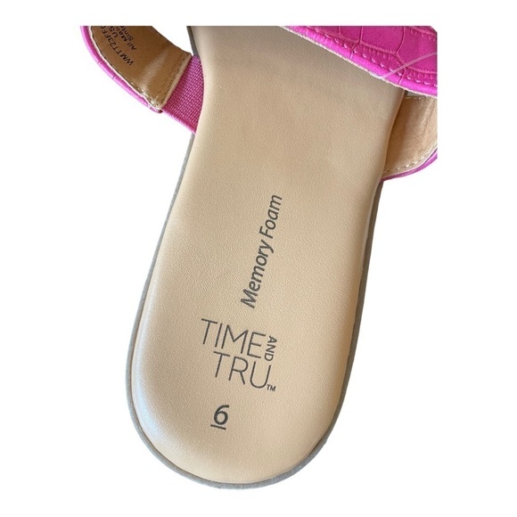 New Time and Tru Sz 6 Pink Slip On Slide Sandal Mule Memory Foam Women - Picture 5 of 6